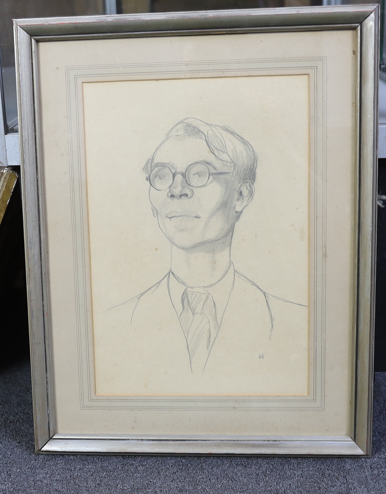 Alfred Aaron Wolmark (British, 1877-1961), Self portrait, pencil on off white paper, 40 x 27cm